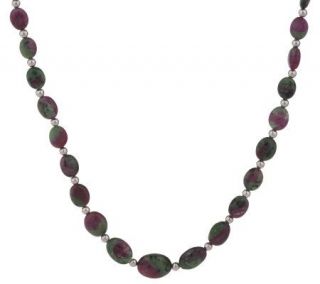 Sterling Ruby in Zoisite Oval Bead Graduated Necklace —