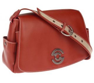 Giorgio G Leather Flap Satchel with Single Adjust. Handle   A71859