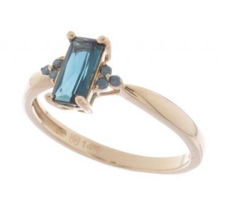 60 ct tw Blue Tourmaline & Blue Diamond Accent Ring, 14K Gold