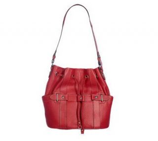 Tignanello Pebble Leather Drawstring Shoulder Bag —