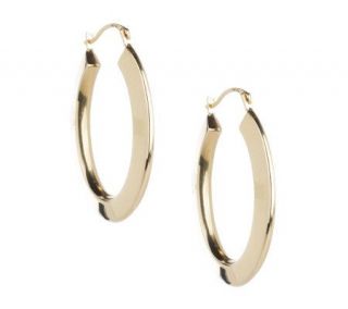 Classic Oval Polished Hoop Earrings 14K Gold —