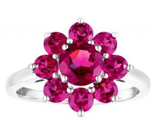 Sterling 2.75 cttw Rhodolite Flower Ring —