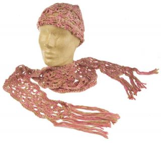 Broqade 2 tone Scalloped Edge Crochet Scarf & Hat Set —