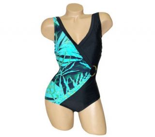 Shape Detector by Carol Wior Blue Hawaiian Swimsuit —