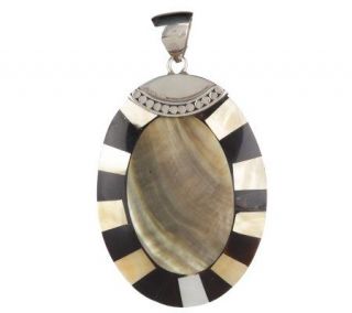 Lee Sands Sterling Oval Shell Inlay Pendant —