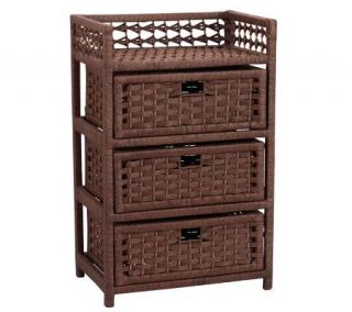 Whitney Design Paper Rope 3 Drawer Chest   Staied Finish —