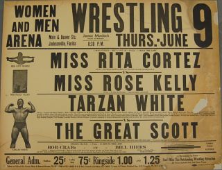 1960s Vintage Wrestling Poster Rita Cortez vs Rose Kelly
