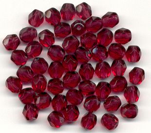 Cranberry Round Faceted Glass Beads 6mm 50pcs