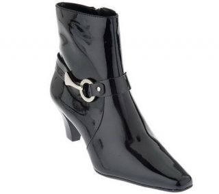 AK Anne Klein Patent Ankle Boots with Buckle Detail —