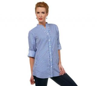 Joan Rivers Tailored Shirt with Ruffled Front Detail   A222565