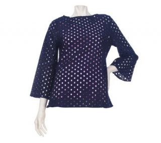George Simonton Embroidered Eyelet Bell Sleeve Tunic w/Tank — 