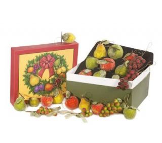 Set of 24 Beaded Fruit Ornaments with Decorative Box by Valerie