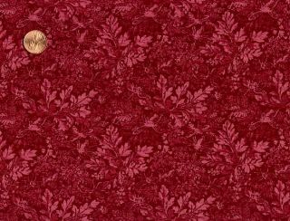 BRODERIE PERSE CRANBERRY TONAL LEAVES QUILT & SEWING FABRIC