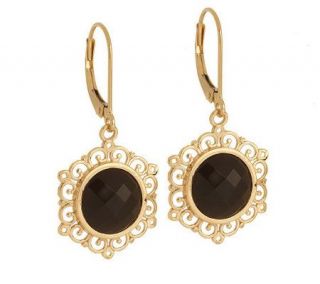 Filigree Framed Gemstone Lever Back Earrings, 14K —