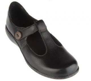 Clarks Tumbled Leather Side Button Maryjanes with Goring —