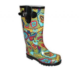 Nomad Footwear Womens Puddles Green Flower Power Rain Boots   A320875