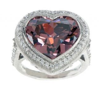 Judith Ripka Sterling 9.0ct Pink Diamonique Faceted Heart Cocktail 