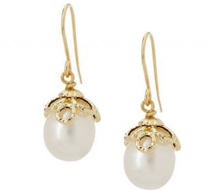 HonoraGold Cultured Pearl Fancy Capped Oval Pearl Earrings, 14K