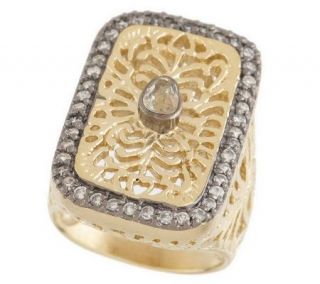 Rivka Friedman Bold Filigree Tablet Ring with Gemstone Accent