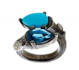 Dweck Diamonds Sterling Fortuna 2.80 ct Blue Topaz & Turquoise Ring 