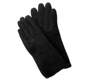 Lizden Washable Suede Gloves with Diamond Quilt Detail —
