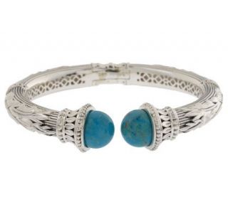 SeidenGang Sterling Hinged Bangle with Turquoise Endcaps —