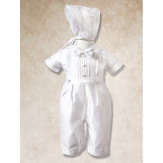 Corrine Company Baby Boys Size 0 3M White Pant Outfit Baptism Hat Set
