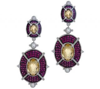 Judith Ripka Sterling 8.50ct Gemstone and Diamonique Drop Earrings