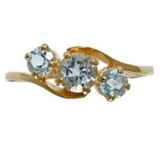 Round Gemstone 3 Stone Diagonal Set Ring, 14K Gold —