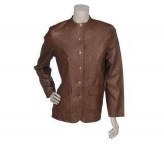 Susan Graver Fully Lined Faux Leather Reptile Pattern Safari Jacket 