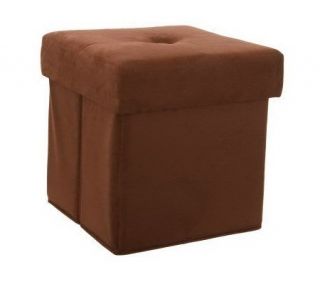 Faux Suede Collapsible Tufted Ottoman with Tray by Valerie   H198974