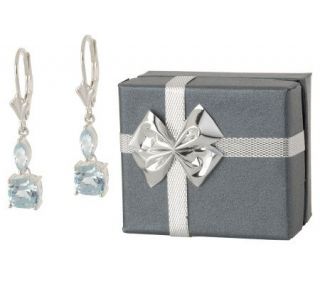 Boxed Sterling 2.25 ct tw Blue Topaz Lever Back Earrings —