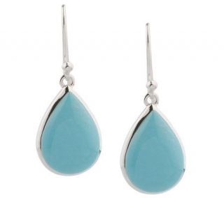 Sterling Pear Shaped Turquoise Dangle Earrings —