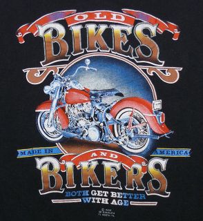  80s Old Bikes and Bikers Harley 3D Emblem Soft Thin T Shirt M
