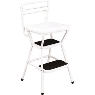 Cosco Retro Chair & 2 Step Kitchen Stool   White