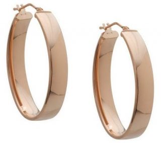 VicenzaGold 1 3/8 Oval High Polished Hoop Earrings 14K Gold