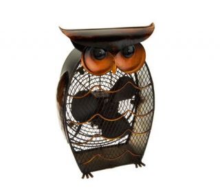 Deco Breeze Hand Sculpted Metal Decorative Owl Fan —