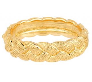 Textured Braided Hinge Bangle Bracelet 14K Gold, 20.9g —