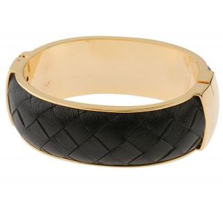 Joan Rivers Couture Classic Woven Leather Hinged Cuff Bracelet