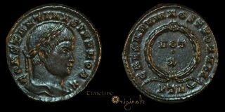 Constantine II Trier Mint Roman AE Follis Coin 020182