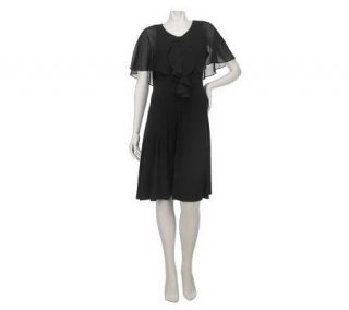 George Simonton Mixed Media Capelet Dress with Ruffle Detail