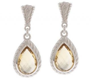 Judith Ripka Sterling Pear Shaped Champagne Quartz Earrings   J155975