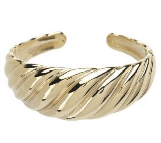 Large Bold Graduated Wave Design Cuff Bracelet 14K Gold —