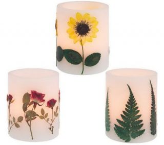 Set of 3 Botanical Flameless Candles w/Timer by Lori Greiner