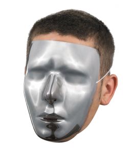 Adult Chrome Cyborg Halloween Fancy Dress Costume Blank Male Face Mask