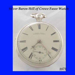 RARE Silver Fusee KW Crewe Slow Beat Pocket Watch 1873