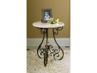 round iron scroll table w marble top antique gold cream