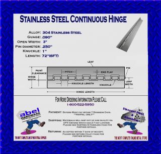 Stainless Steel Continuous Hinge 3 x 72