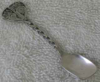 Sterling Silver Salt Spoon Shovel Filigree