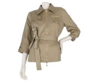 Linea by Louis DellOlio Zip Front Jacket with Self Belt —